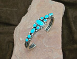 Sterling Silver Navajo Bracelet with Sleeping Beauty Turquoise