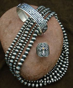 Navajo Pearls Sterling Silver beaded Necklace