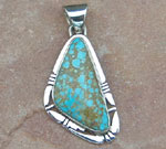 Genuine Navajo Sterling Silver Pendant with #8 Turquoise