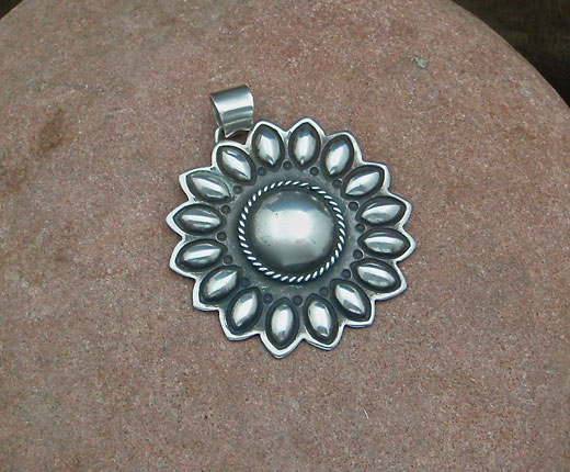 Navajo Solid Sterling Silver Sun Pendant