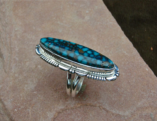 Navajo Sterling Silver Kingman Turquoise Ring