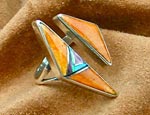 Genuine Navajo Sterling Silver Spiny Oyster and Opal Ring
