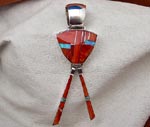 Genuine Navajo Sterling Silver Pendant with Red Spiny Oyster Shell and Opal
