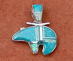 Genuine Navajo Sterling Silver Pendant with Watermark Turquoise and Opal