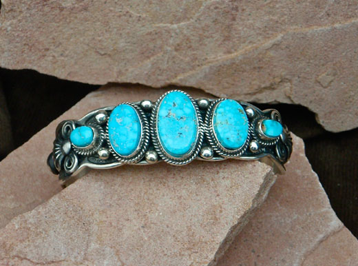 Turquoise Sterling Silver Navajo Bracelet