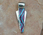 Genuine Navajo Sterling Silver Pendant with Turquoise, Purple Oyster shell and Opal