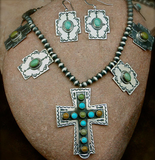 Navajo Solid Sterling Silver Turquoise Pendant