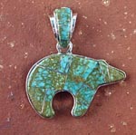Genuine Navajo Turquoise Bear Pendant
