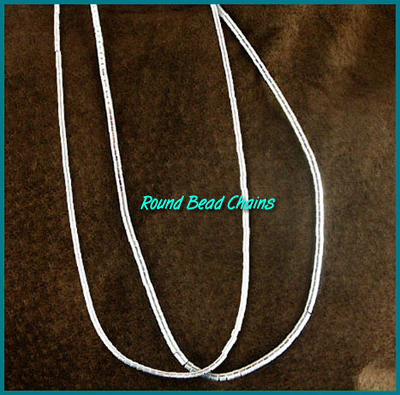 Sterling Silver Chains- Heavy Sterling Silver Bead Chain Necklaces 2mm and 3mm round chain