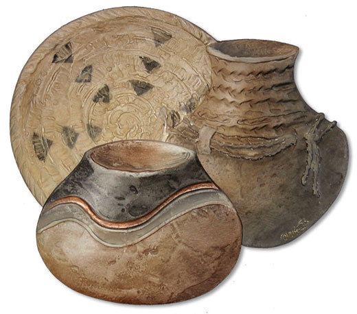 Native American Sienna Jars Wall Art