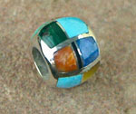 Genuine Navajo Sterling Silver Beads inlayed with Turquoise, Lapis, mother of Pearl, Malachite, Spiny Oyster