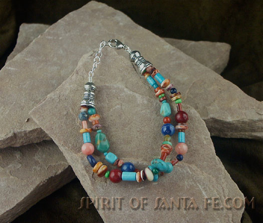 Spiny Oyster shell, Lapis, Red and Pink Coral, Gaspeite, Sleeping Beauty Turquoise Bracelet
