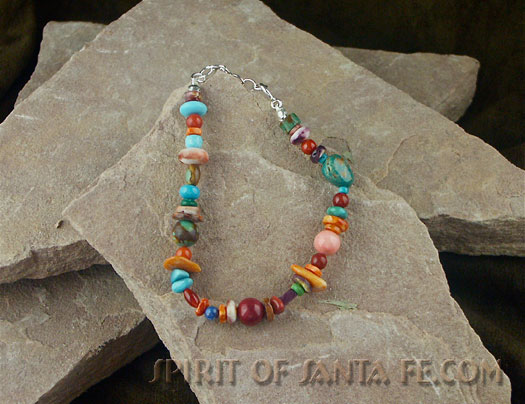 Spiny Oyster shell, Lapis, Red and Pink Coral, Gaspeite, Sleeping Beauty Turquoise Bracelet