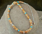 Genuine Native American Orange Spiny oyster shell and Sleeping Beauty Turquoise Beaded Necklace
