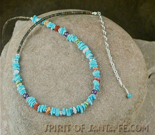 Native American made Sleeping Beauty Turquoise, Red Coral, Green Gaspeite, Cultured Opal and Spiny oyster choker necklace Native American made Sleeping Beauty Turquoise, Red Coral, Green Gaspeite, Cultured Opal and Spiny oyster choker necklace