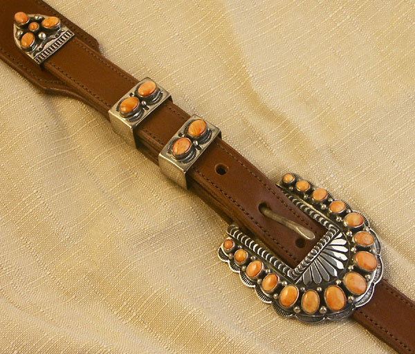 Silver and Oyster Shell Belt Buckle Set