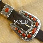 Genuine Navajo indian belt buckle Red Coral