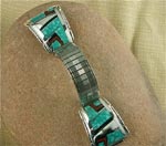 Genuine Navajo Silver Watch tips with Turquoise, Red Coral and Black Jade