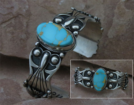 Pilot Mountain Turquoise Sterling Silver Navajo Bracelet