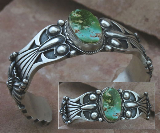 Kings Manassa Turquoise Sterling Silver Navajo Bracelet