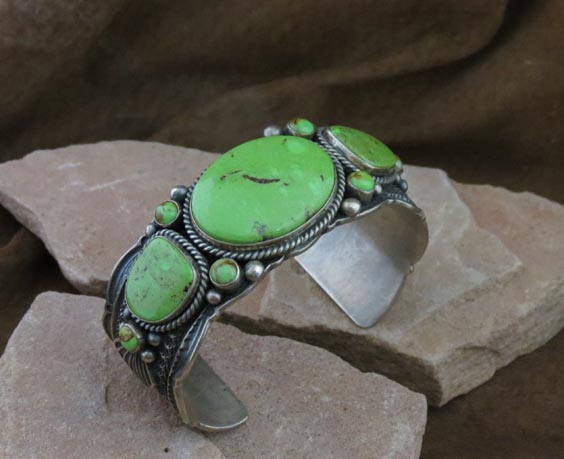 Sterling Silver Navajo Bracelet, Gaspeite