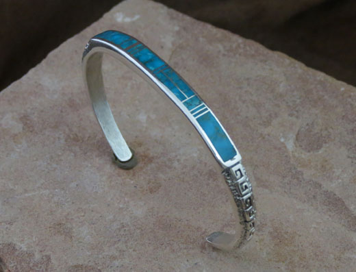 Sterling Silver Navajo Bracelet, Kingman Turquoise