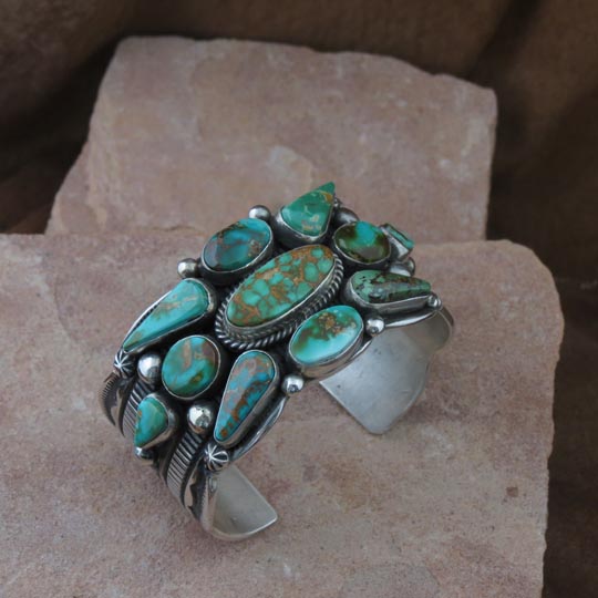 Sterling Silver Navajo Bracelet, Natural Turquoise