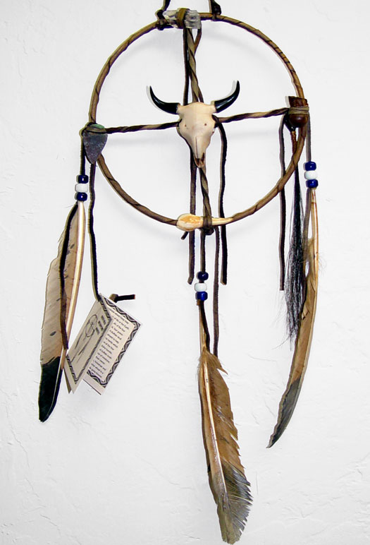 Handcrafted Native American Buffalo Skull Medicine Wheel