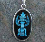 Genuine Navajo Sterling Silver Pendant Turquoise inlay