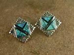 Genuine Navajo Black Jade, Chinese Turquoise and Cultured Opal earrings