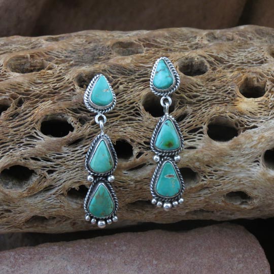 Sterling Silver Earrings- Pilot Mountain Turquoise