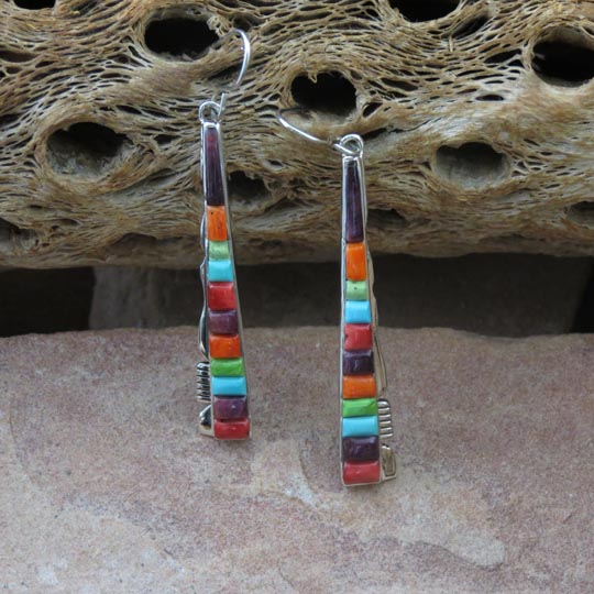 Sterling Silver Earrings- Spiny oyster shell, Gaspeite and Turquoise