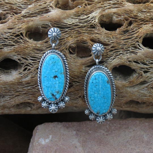 Sterling Silver Earrings- Kingman Spider Web