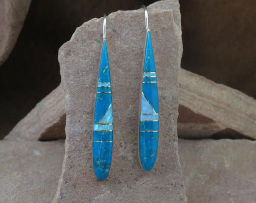 Sterling Silver Earrings- Turquoise and Opal