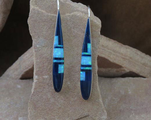 Sterling Silver Earrings- Lapis, Cultured opal