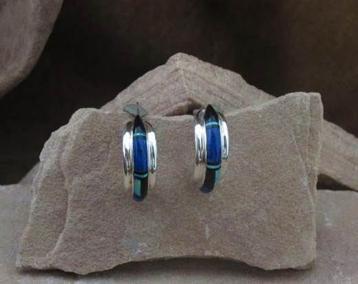 Sterling Silver Earrings- Lapis, Cultured opal