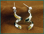 Genuine Navajo Sterling Silver inlay spiral earrings