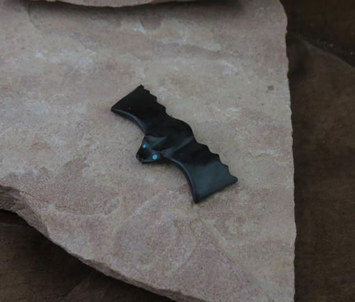 Zuni Hand-carved Black Jet Bat