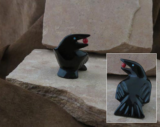 Zuni Hand-carved Black Marble Raven