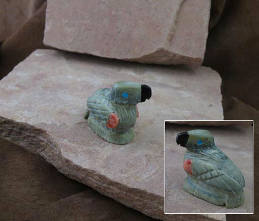 Zuni Hand-carved Parrot Fetish