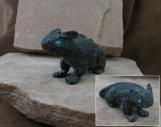 Zuni Hand-carved Black Serpentine Rat