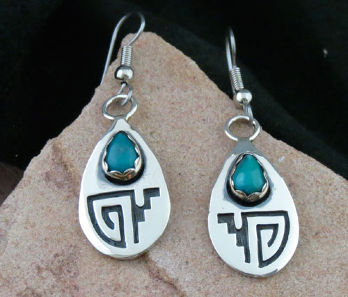 Hopi Solid Sterling Silver and turquoise Earrings