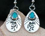 Hopi Sterling Silver Kokopelli earrings