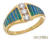 Kabana Gold Diamonds and Opal Inlay Ring Kabana Gold Diamonds and Opal Inlay Ring