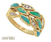 Kabana Gold Diamonds and Opal Inlay Ring Kabana Gold Diamonds and Opal Inlay Ring