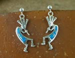Genuine Navajo Cultured Opal inlayed Kokopelli earrings