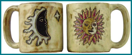 Handcrafted Sun and Moon Design Stoneware Mug Collection