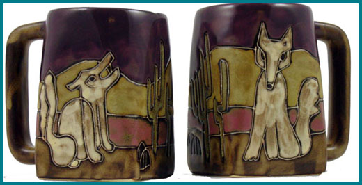 Handcrafted Coyote Design Stoneware Mug Collection