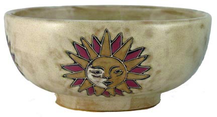 Handcrafted Stoneware Sun Design Bowl