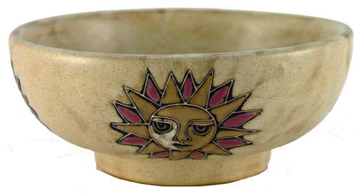 Handcrafted Stoneware Sun Design Bowl